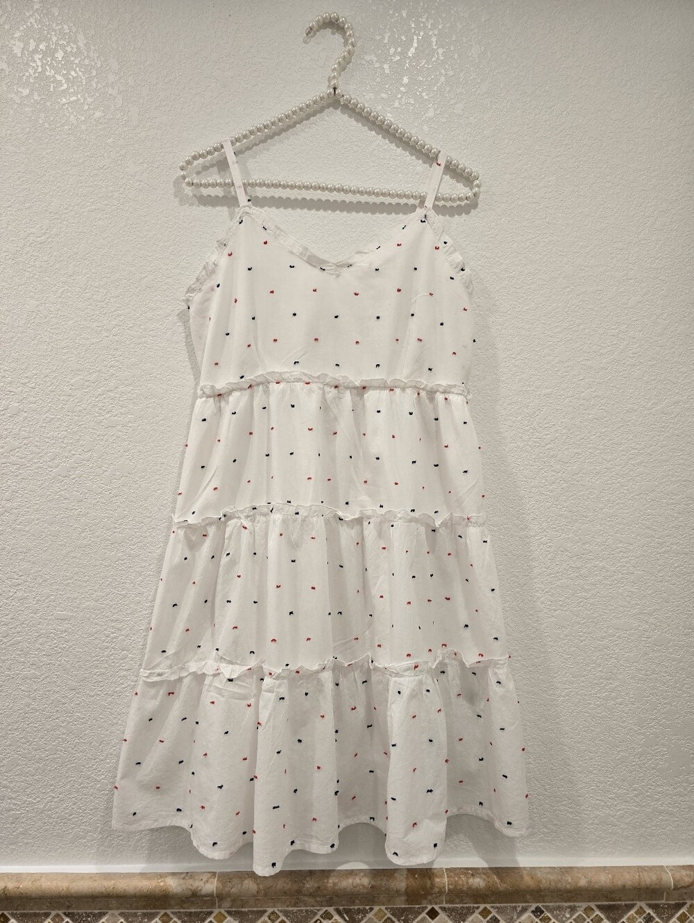 Sim & Sam Girls tiered White Red Blue dress